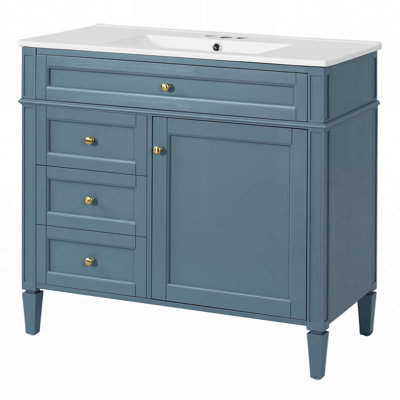 36-Inch Modern Bathroom Vanity with Top Sink, Ample Storage, and Durable Ceramic Basin for Stylish and Functional Bathrooms