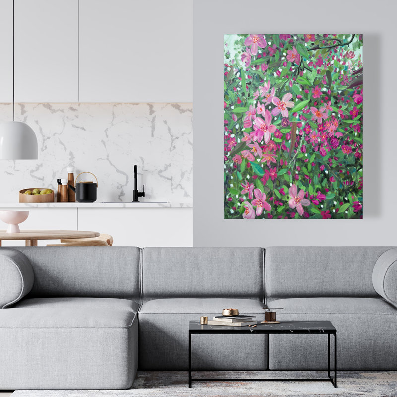 Cherry Tree Blooming - Pink Flowers Canvas for Home Decor
