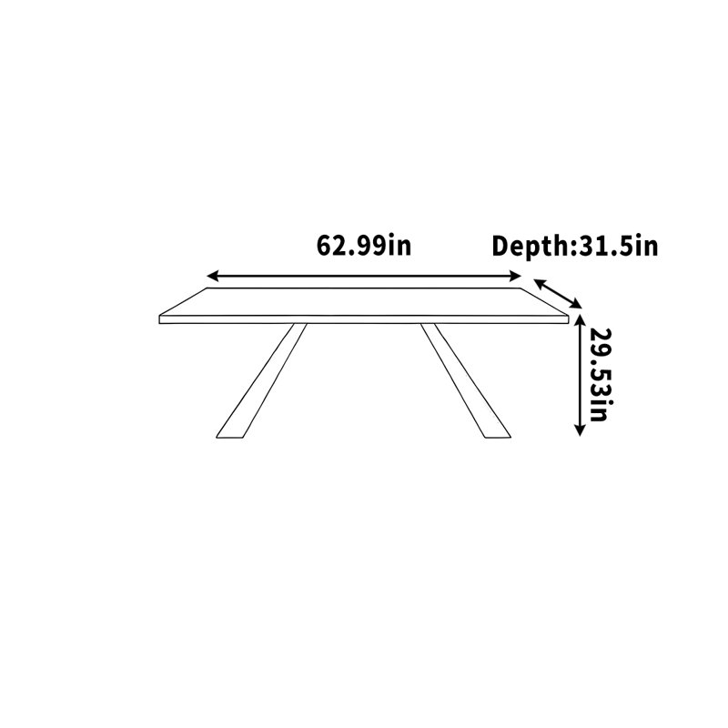 Bureau rétro en bois massif - noir pour un usage domestique, H 29,53 po x l 62,99 po x P 31,5 po