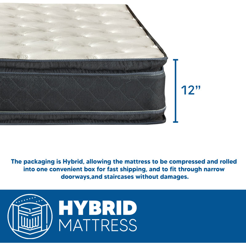 Broadlands 12-Inch Medium Firm Pillow Top Heavier Pocket Coil Spring Hybrid Mattress, Twin