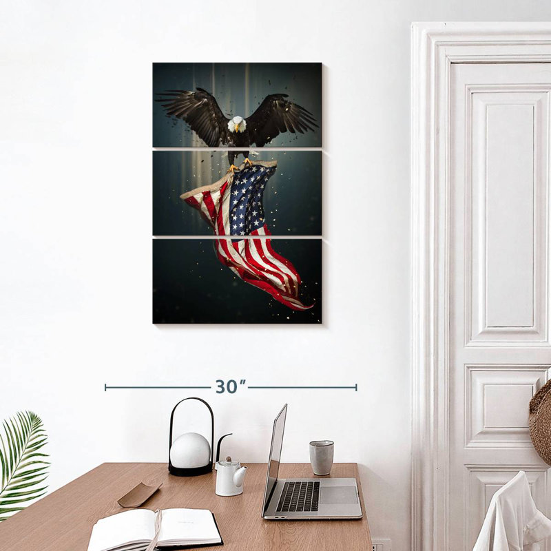 Borges Eagle And American Flag, 32" H x 20" W