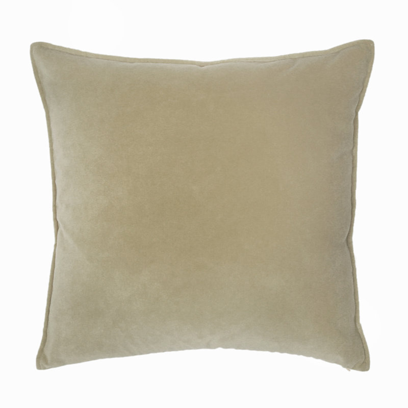 Franklin Washable Velvet Square Pillow Cover & Insert , Taupe, 22"H x 22"W