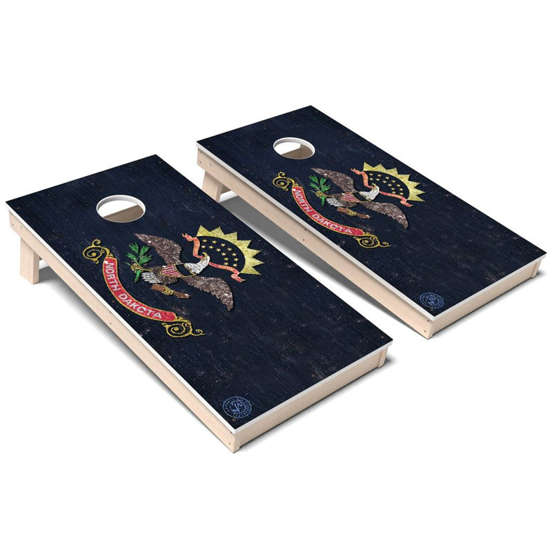 Ensemble de planches de cornhole composites toutes saisons en North Dakota State Flag, Ajouter des lumières DEL