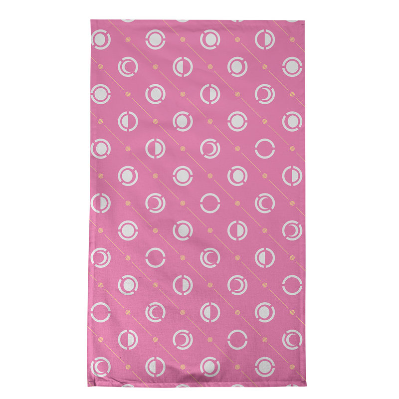 Torchon Moon phases, Rose bébé / Blanc / Jaune, Croisé en coton