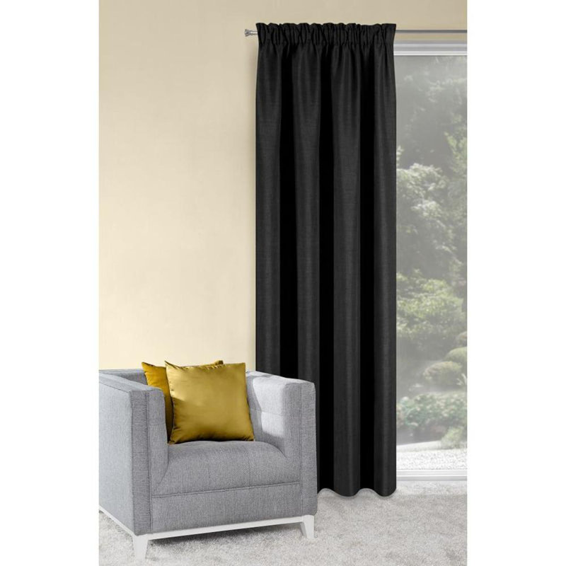 Amelia Slot Top Blackout Curtain, Black
