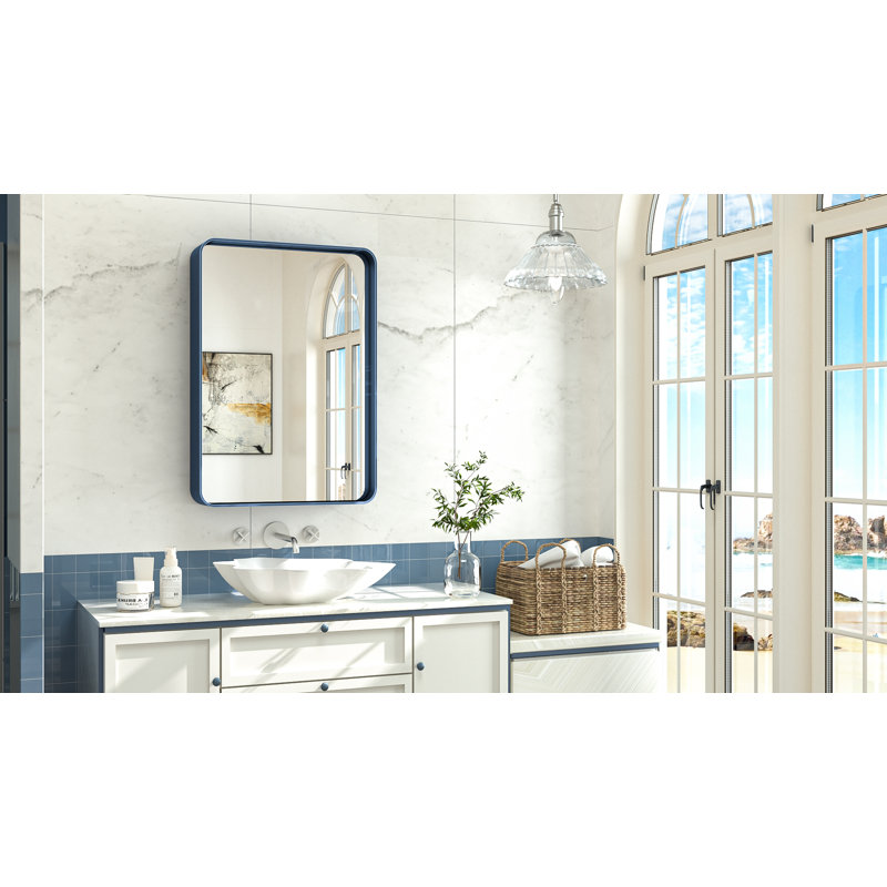 Miroir d'appoint Tyro, 24 po x 16 po, Bleu, Rectangulaire