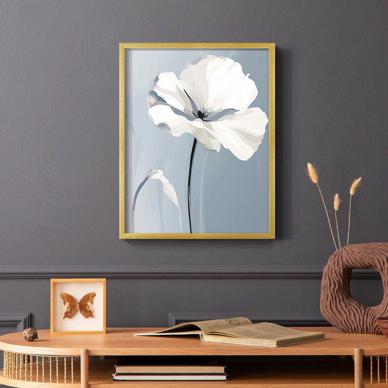 Série FLORAL CDXLII - Impression encadrée de qualité supérieure - Prêt à être accroché - Aucun clou requis, Doré