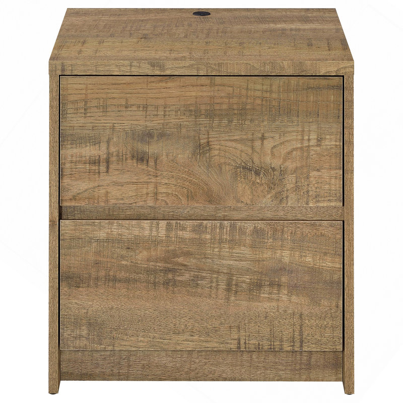 Geary Mango 2-Drawer Nightstand LED Lights And USB, Natural