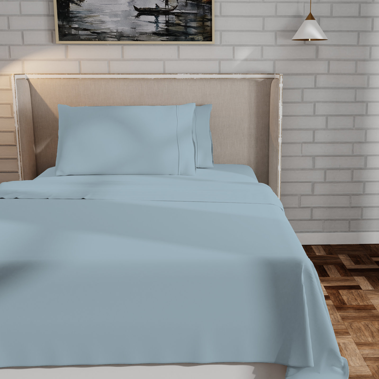 Adelaja Organic Cotton Sheet Set, Aqua, Twin