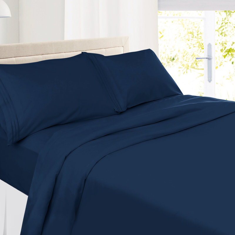 Ensemble de draps en microfibre Hotel Luxury, Bleu marine, Grand