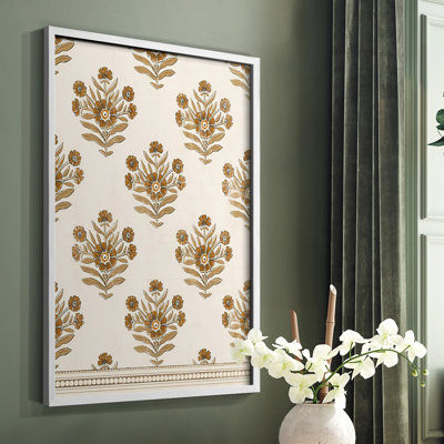 Block Print Blooms I Framed Print - Solid Wood