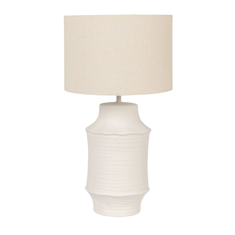 Stoneware Table Lamp with Linen Shade