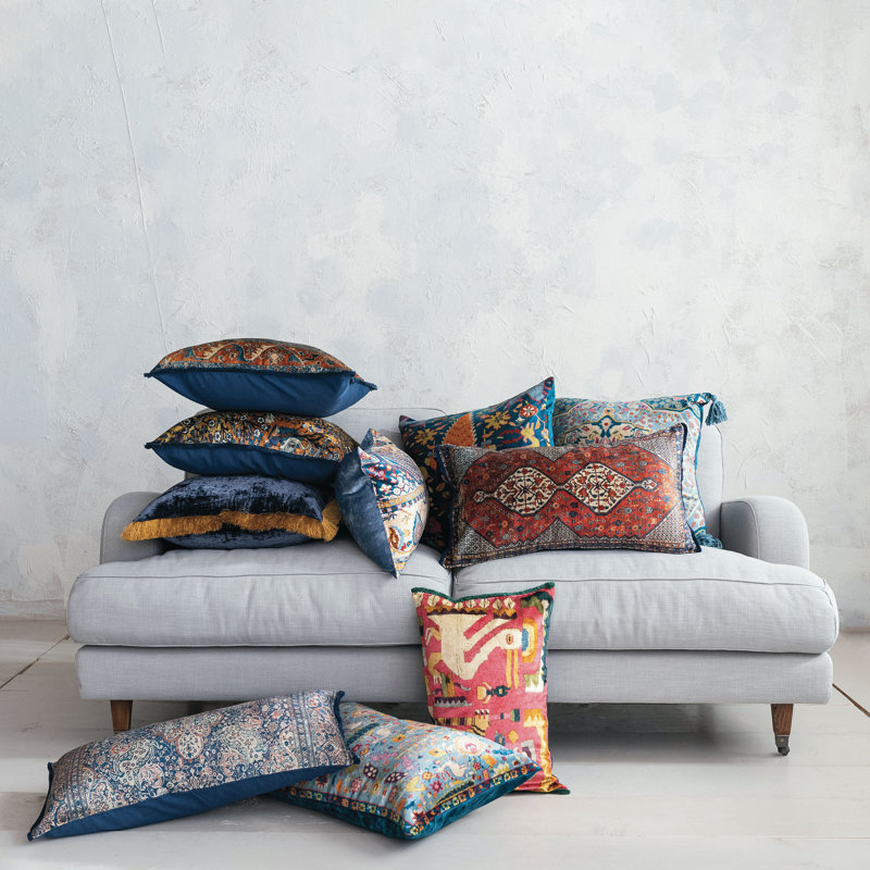 Rayon/Viscose Lumbar Rectangular Throw Pillow Cover & Insert