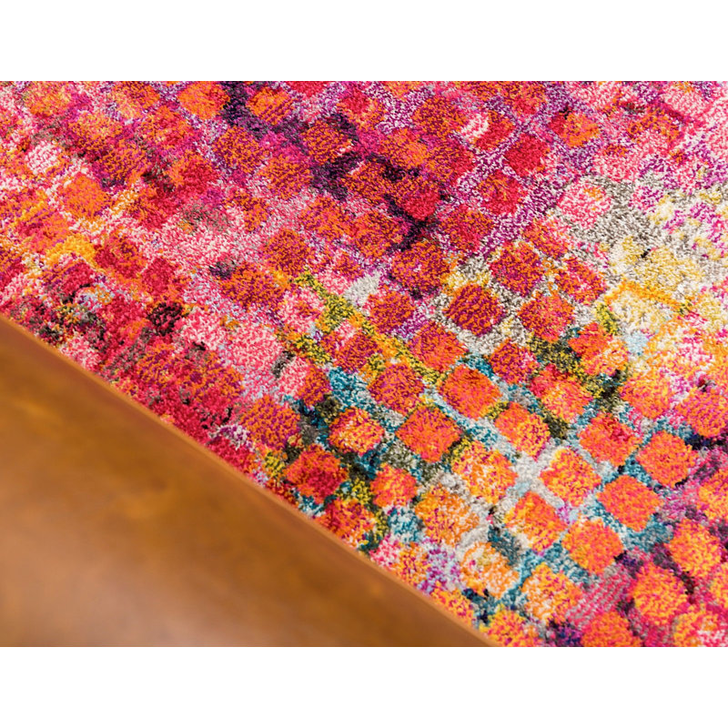 Tapis fuchsia à motif géométrique Patrocinia, Rectangle 8 pi x 10 pi