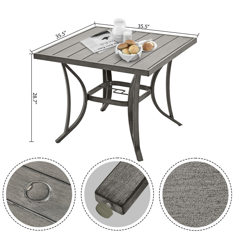 Ensemble de salle à manger en aluminium avec coussins 35,5 po Freada
