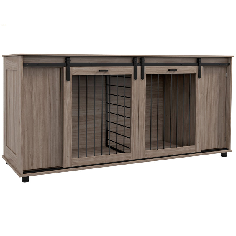 Meuble de rangement pour chien avec cloison amovible pour 2 petits chiens ou 1 grand chien Pawhut