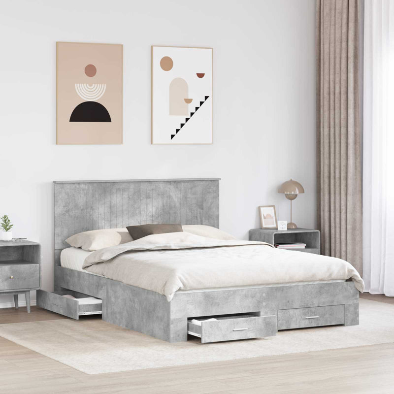 Bed, Kingsize (5'), Concrete Grey