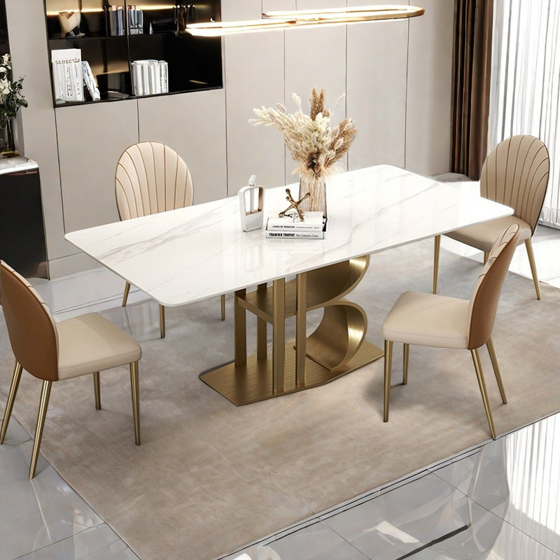 Italian modern rectangular dining table sets, 29.5"H x 63"L x 31.5"W