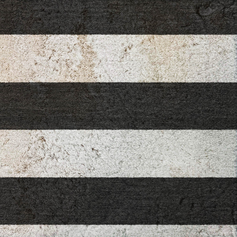 Premium Machine Washable Dream Shag ADS528 Striped Rug, 2'6" x 3'10", Black