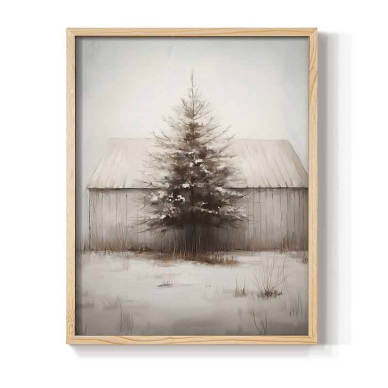 Art des Fêtes de Noël - Série 2 - CDV, reproduction encadrée - bois massif, Naturel, H 21 po x l 17 po