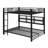 Queen Over Queen Bunk Bed With Storage Cabinets And LED