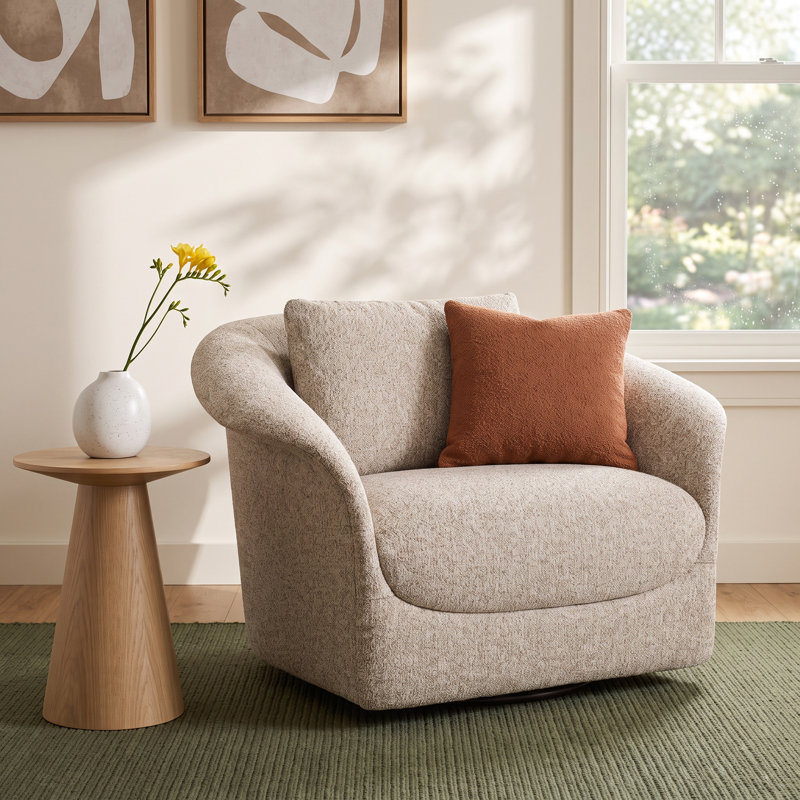 Latongia Upholstered Swivel Armchair, Yuma Dove