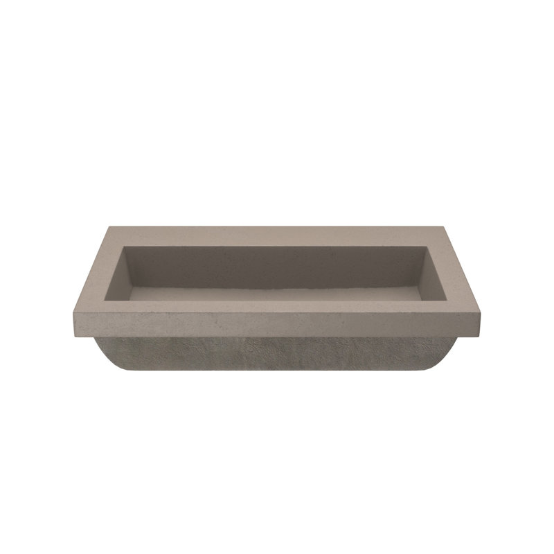 Trough Handmade Rectangular Drop-In Bathroom Sink, Earth, No Faucet Hole
