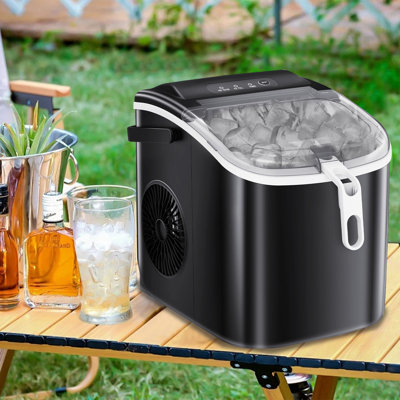 Machine à glace portative de comptoir - 26Lbs / 24H avec nettoyage automatique, fait 9 glaçons en 6 minutes, comprend un panier à glace, une pelle et un sac pour la maison, le bar et le camping