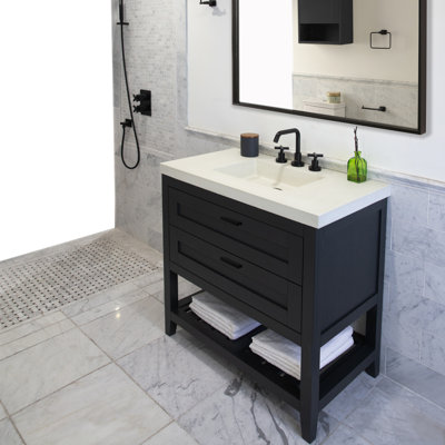 Newterra Concrete Handmade Rectangular Console Bathroom Sink