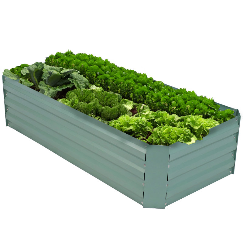 Rondrick Galvanized Steel Outdoor Raised Garden Bed - Green - 4' W x 2' D x 1' H, Green, 12" H x 47" W x 23" D