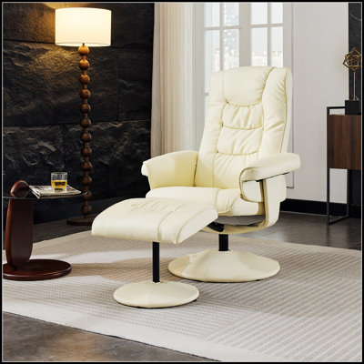 Fauteuil inclinable avec repose-pieds - pivotant à 360 °, vibration à 5 points, siège chauffant, fauteuil inclinable réglable en cuir de polyuréthane à 140 ° pour une détente ultime
