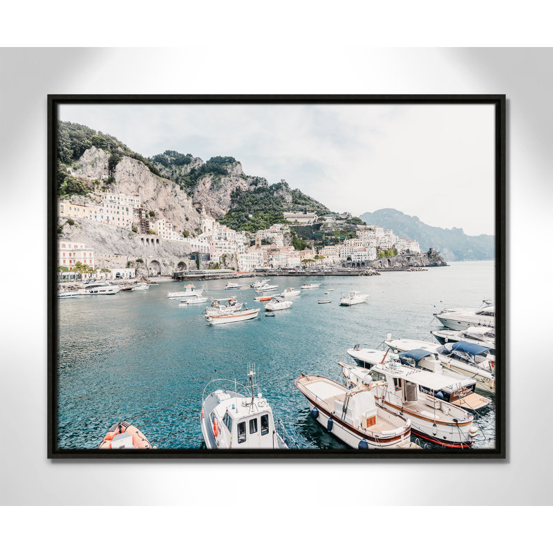 Imprimé Amalfi , L 29,5 po x H 23,5 po, Toile avec cadre, Flottant espresso