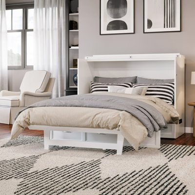 Commode escamotable Andriena avec matelas de 15 cm, rangement et chargeur intégré