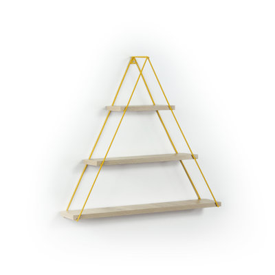 Wall Mounted Rustic Shelf - Triangle In Solid Wood, Oak Finish For Books Decor Wood Book Collections