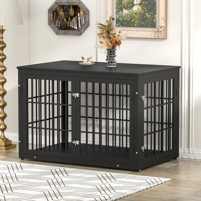 Meuble de rangement robuste pour chien de 46 pouces, table de bout décorative pour animal de compagnie, chenil en bois pour l'intérieur