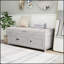 Banc de rangement avec 3 portes en forme de volet, banc à chaussures avec coussin amovible et rangement caché
