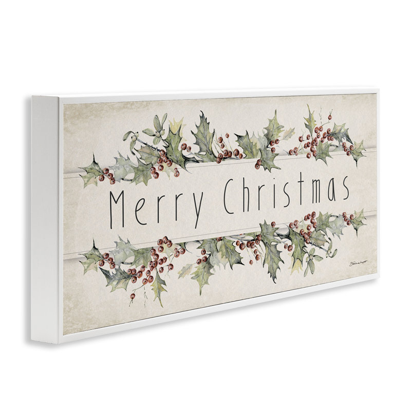 Art giclée rétro «Merry Christmas Sentiment» par Stephanie Workman Marrott, Giclée encadrée blanc bord de mer
