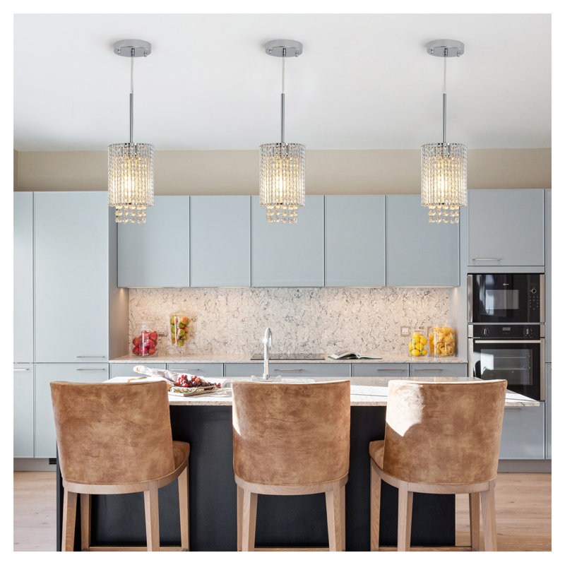 Ensemble de 3 luminaires suspendus Modern Crystal, Chrome chrome