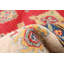 Tapis rouge / beige / bleu foncé noué à la main de conception unique 6 pi 4 po x 8 pi 3 po Amarni