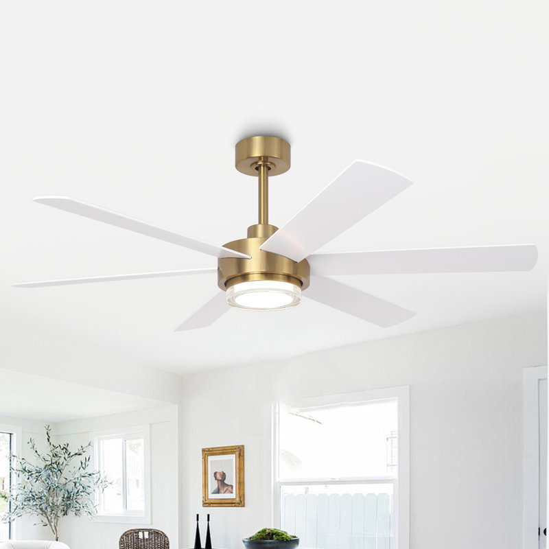 54" 6 - Blade Dimmable Ceiling Fan With 3CCT LED Lights And Remote Control