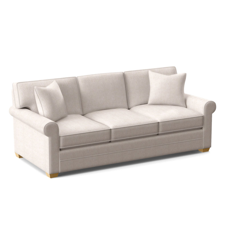 Bedford Upholstered 86'' Sofa, Honey Finish, White Sugar Performance; 0863-91