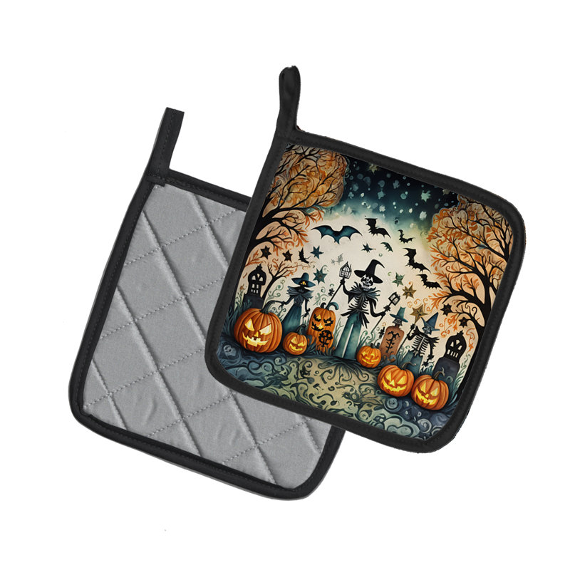 Paire de porte-casseroles Papel Picado Skeletons Spooky Halloween