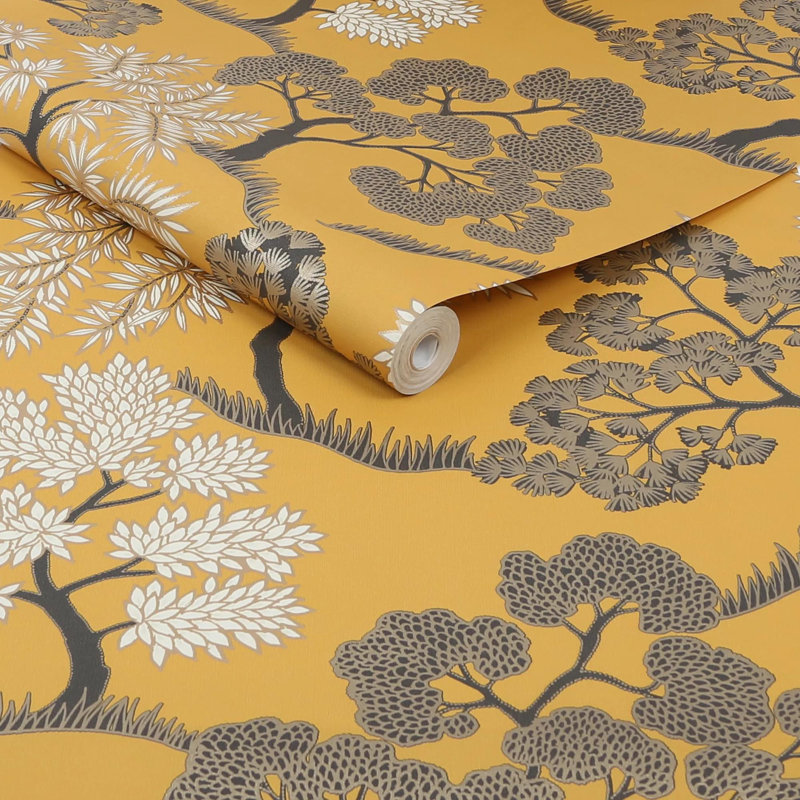 Trees Sublime Tree and Floral Wallpaper, Yellow
