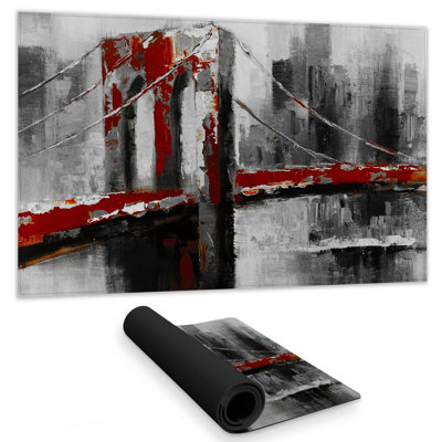 Abstract and red brooklyn bridge - 14.00"x24.25" Desk mat
