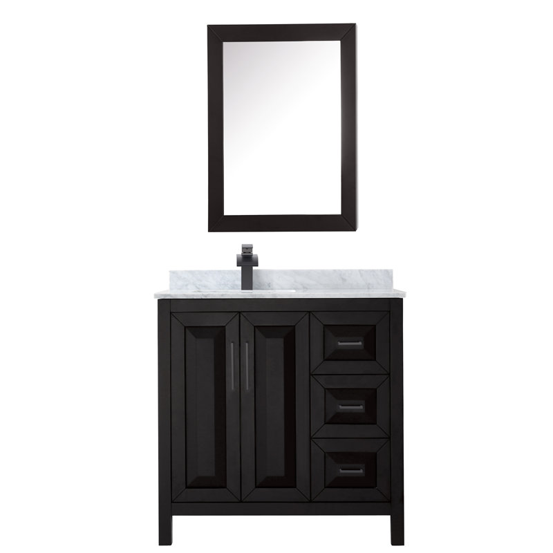 Daria 36'' Single Bathroom Vanity with Stone Top, Dark Espresso/Matte Black