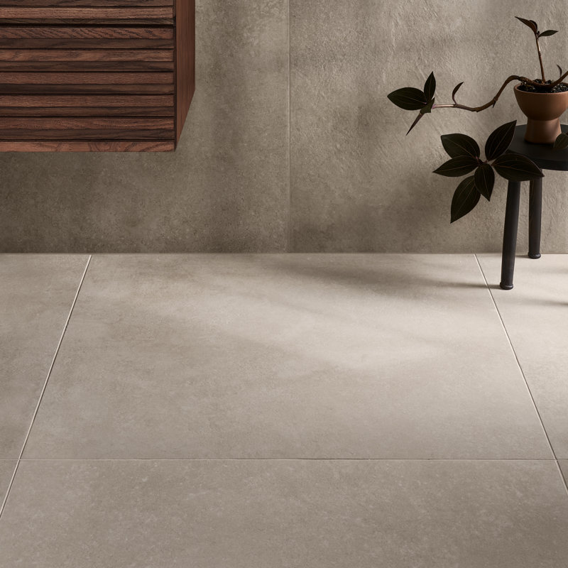 Terrasse 35,43 po X 35,43 po Carreau de plancher et de mur en porcelaine matte (17,43 pieds carrés / caisse), Beige crème
