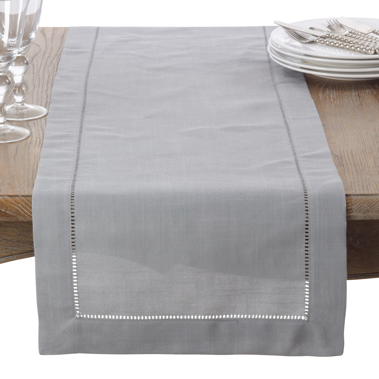Emmeline Table Runner, 80" L x 16" W, Gray