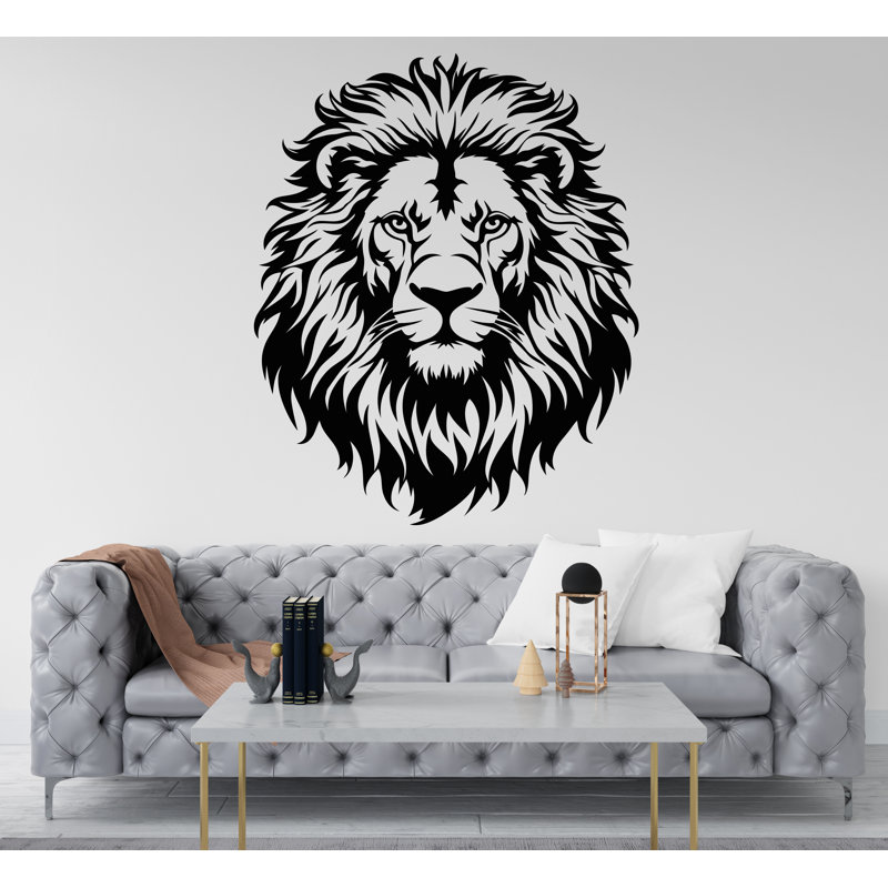 Adhésif mural lion, art mural tête de lion, décoration murale chambre lion, H 27 po x l 22 po, Lilas