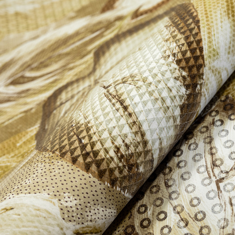 Pepper Glass Bead Finish Ficus Leaf Vita Wallpaper Roll, Yellow