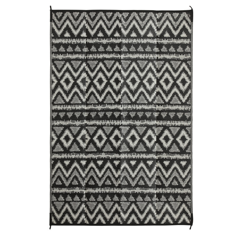 Southwestern Black/White Indoor/Outdoor Area Rug, Rectangle 6' x 9'